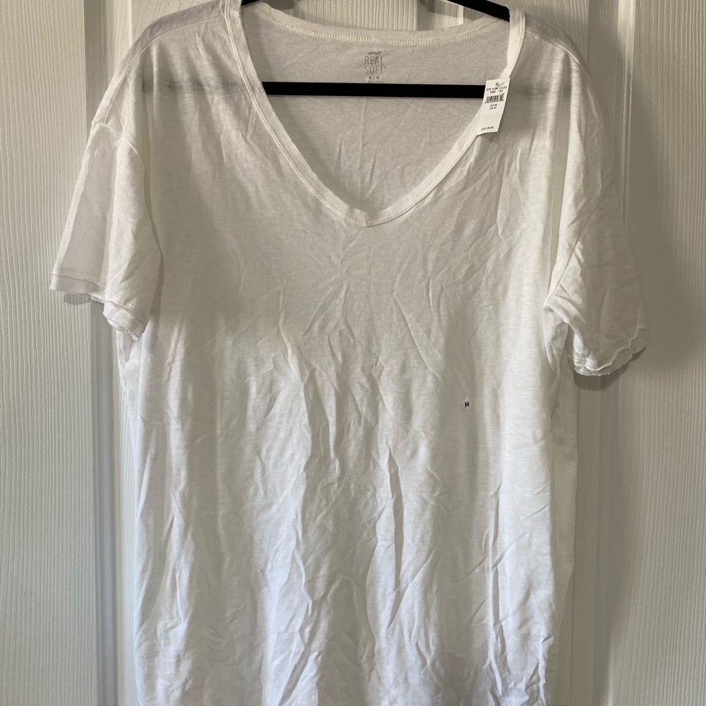 Aerie Distressed V-Beck Boyfriend T Shirt M NWT